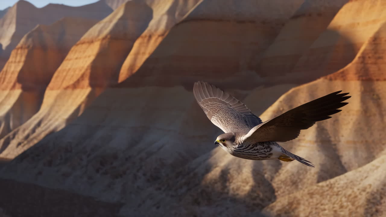 Peregrine Falcon Soaring Above Red Rock Canyon