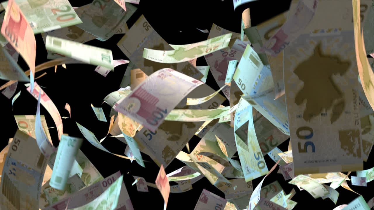 떨어지는 유로 지폐