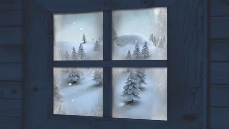 winter scenery seen through window