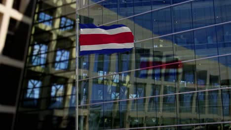 costa rica flag waving on a skyscraper building