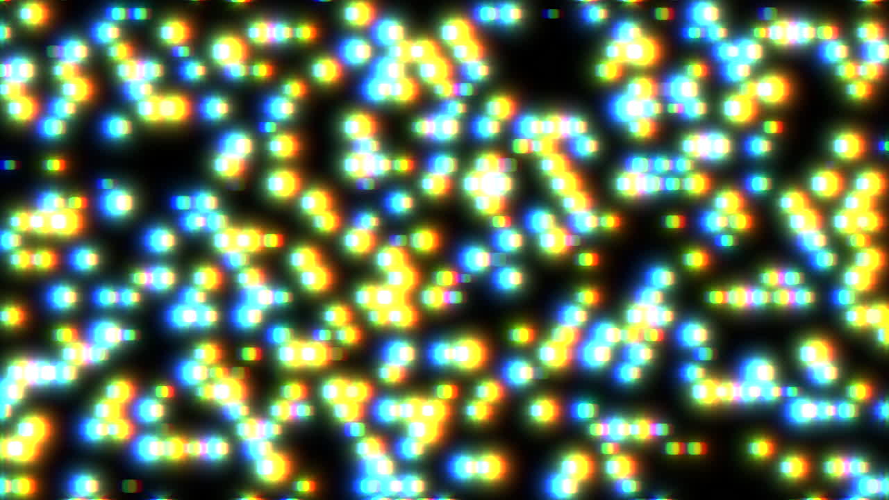Random digital rainbow pixels with glitch on black screen
