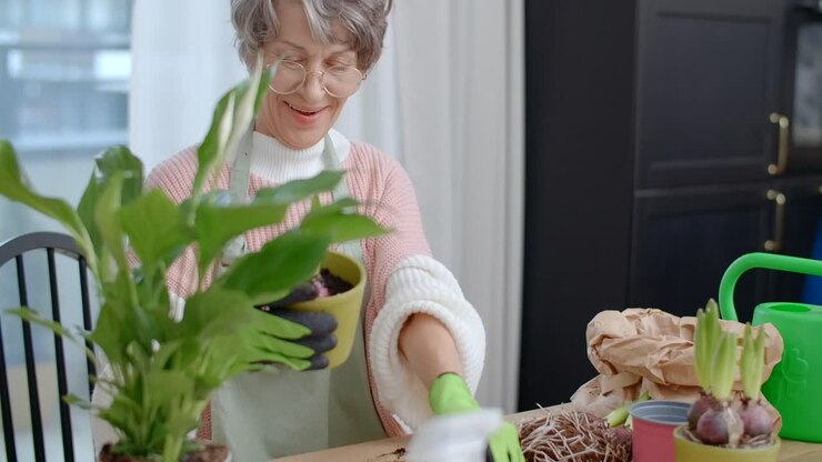Senior Woman Gardening at Home