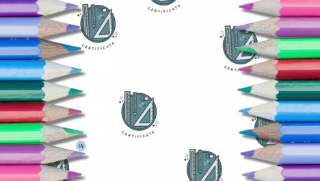 animación del texto de regreso a la escuela sobre los artículos escolares