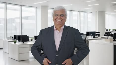 feliz hombre de negocios senior indio sonriendo