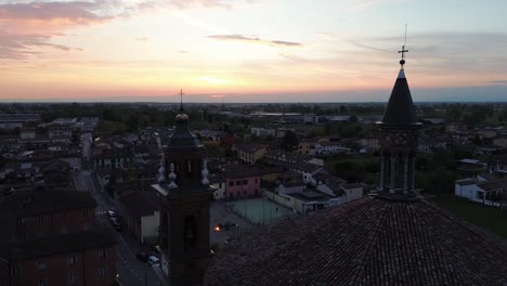 the sunset in italy and crema are the best with a view of a drone with god