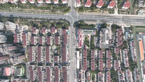 drone aerial view of residential building in shanghai downtown