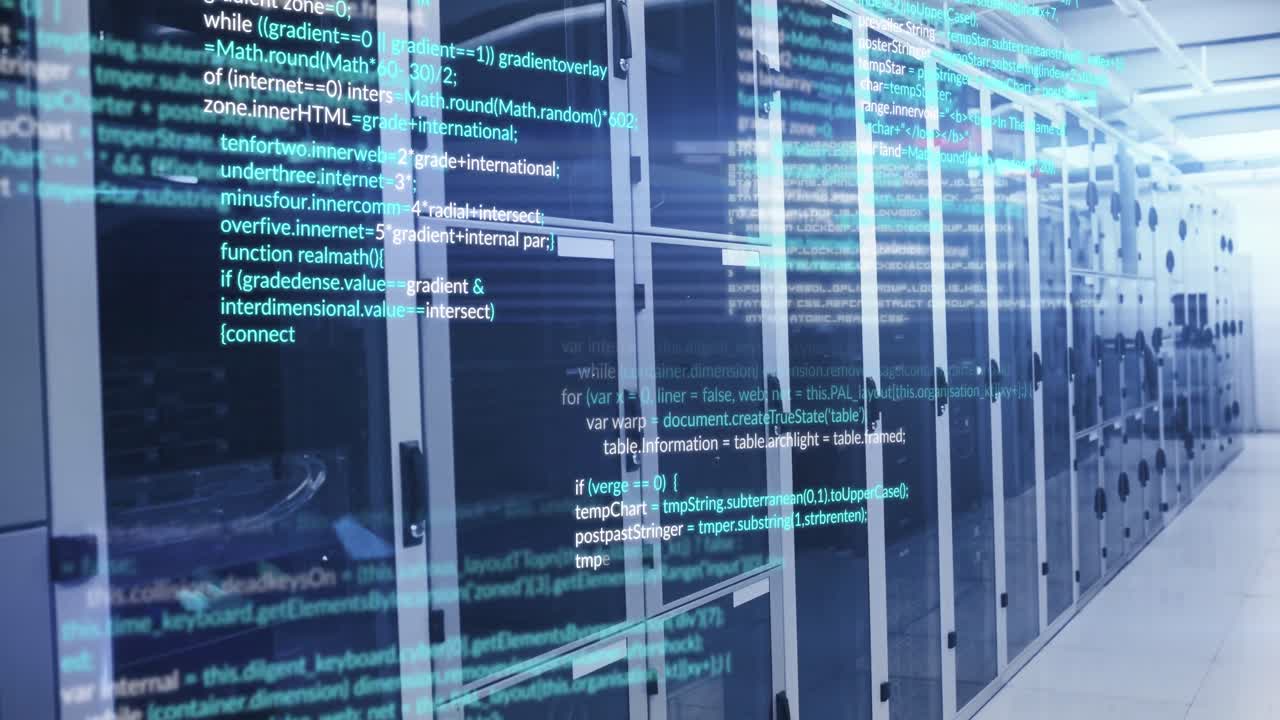 Animation of data processing against computer server room