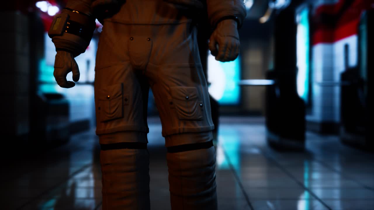 astronauta en el metro subterráneo