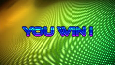 animación de usted ganar texto sobre fondo verde y amarillo
