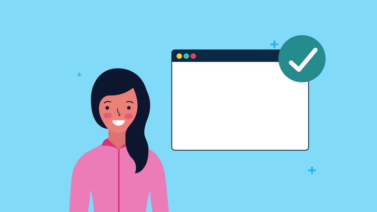 young businesswoman with webpage template