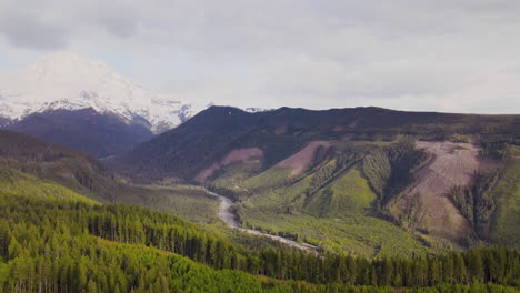 aerial footage of the mount rainier, near seattle, washington