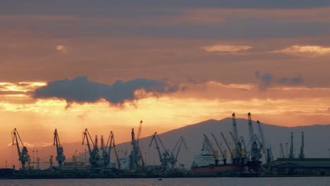 timelapse of the port of thessaloniki, greece sunset at 200mm