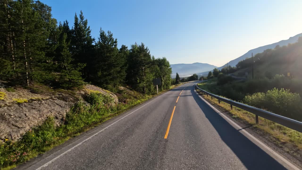 Vehicle point-of-view Driving a Car on a Road in Norway