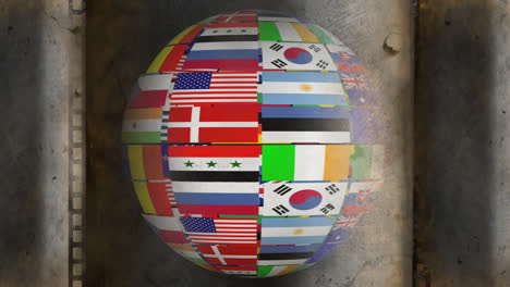 rotating globe made of national flags