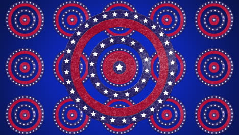 animation of circle on rows of circles spinning with american flag  stars and stripes