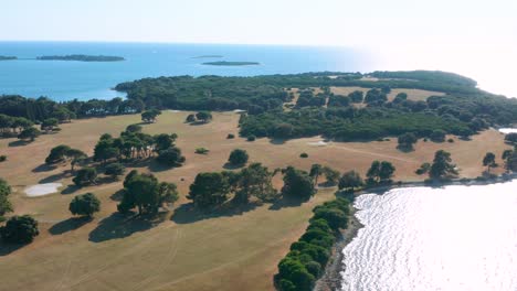 aerial view of the national park in the brijuni islands on a sunny day