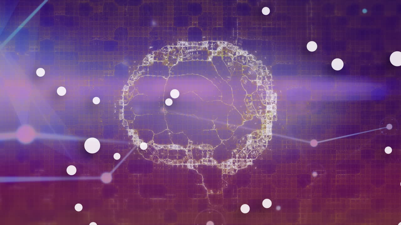 Animation of network of connections with brain over spots