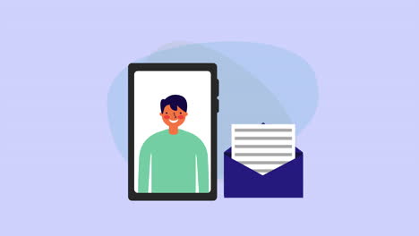 trabajador de negocios con teléfono inteligente y sobre