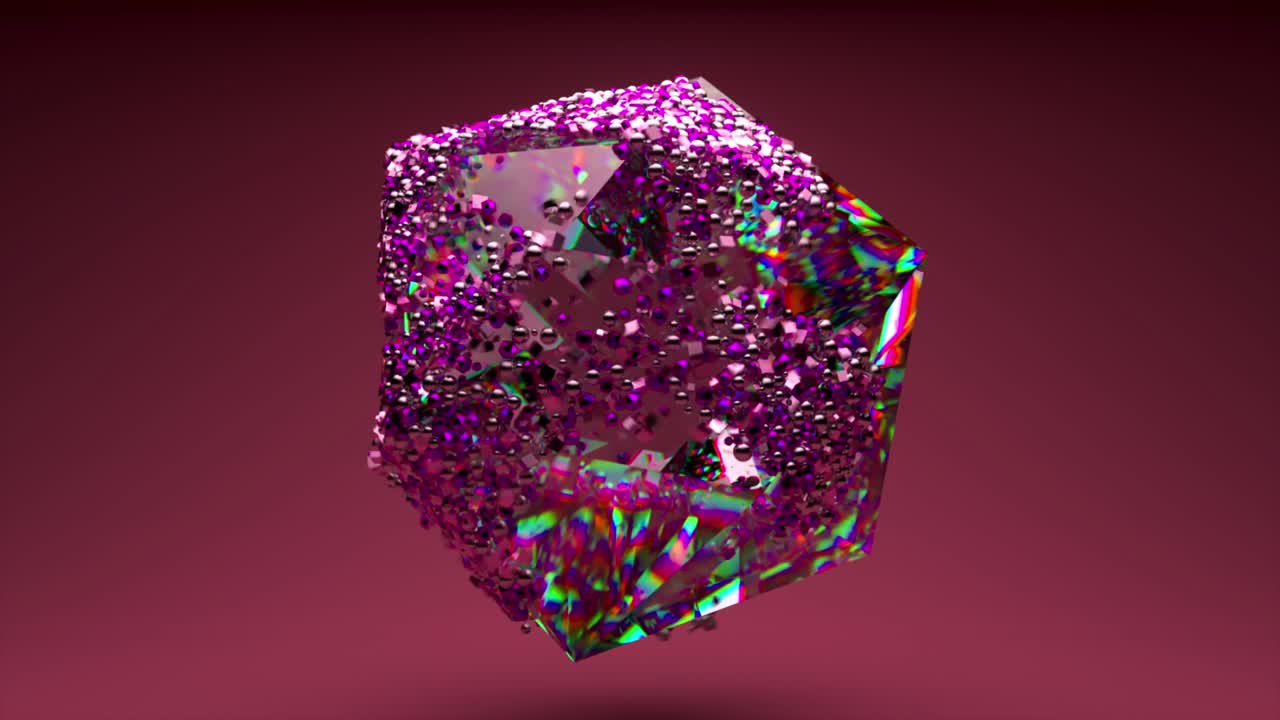 Abstract Iridescent Geometric Cube