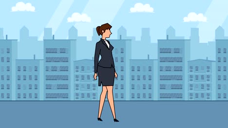 flat cartoon businesswoman character walk cycle animation