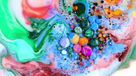 colorful paint and bubbles abstract background 4k video