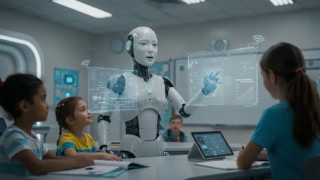 engaging classroom learning: a robotic educator interacting with children through interactive technology and innovative learning methods