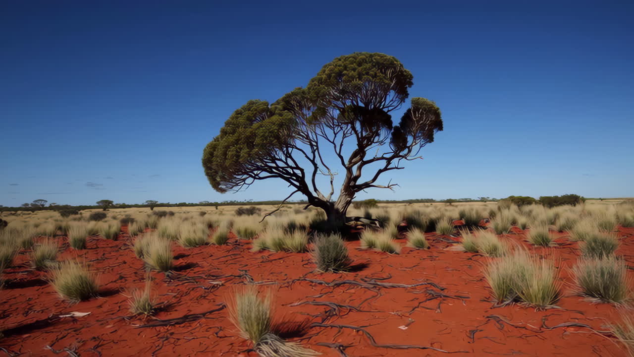 Arid Australian Landscape with a lone tree