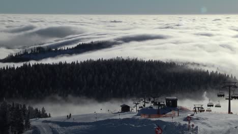 timelaps of the top of feldberg - germany - moving clouds like a river