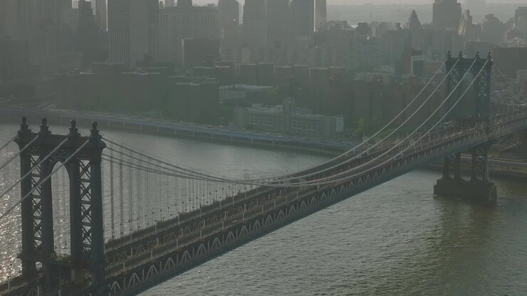 View of manhattan bridge over east river in new york city