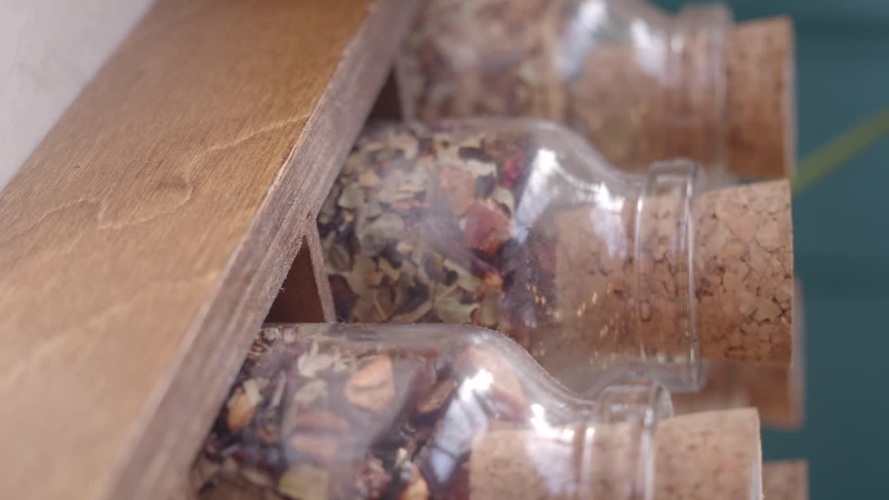 Organized Spices and Herbs in Glass Jars