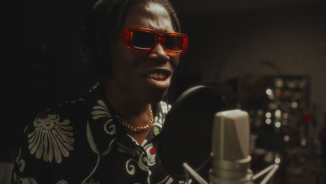 african american music artist recording new album in studio