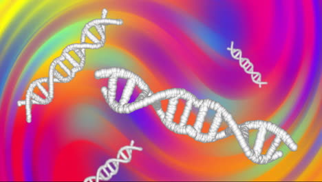 dna strands animation over colorful swirling background