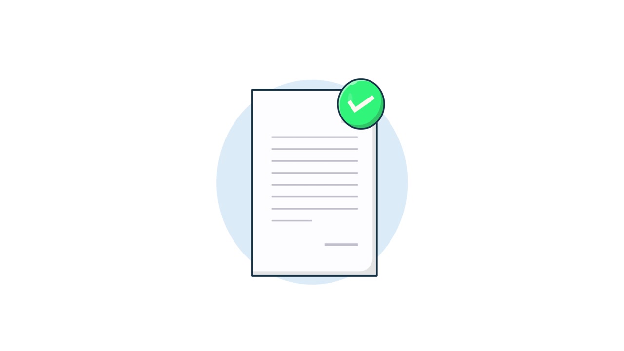 Animated Document with Green Checkmark Confirmation
