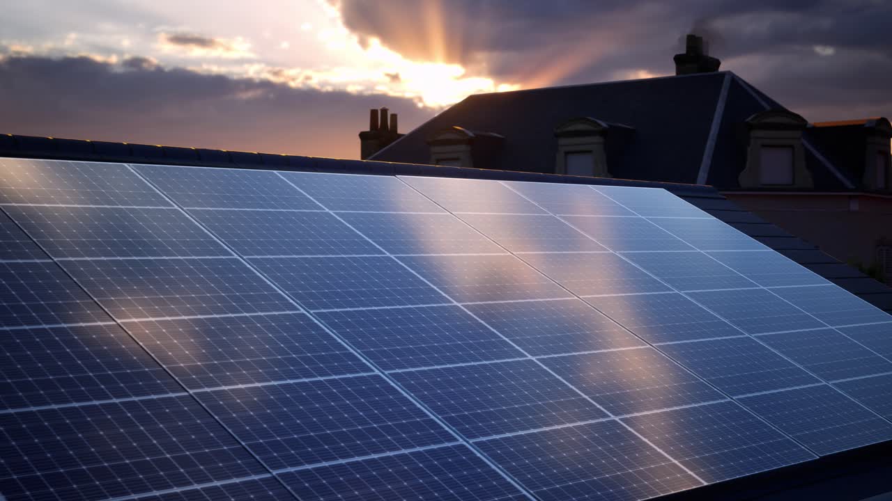 paneles solares en el techo de la casa moderna