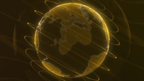 virtual globe futuristic earth hologram spinning digital planet seamless looping motion background. futuristic infographic of data connections and global network represent big data concept and node base programming