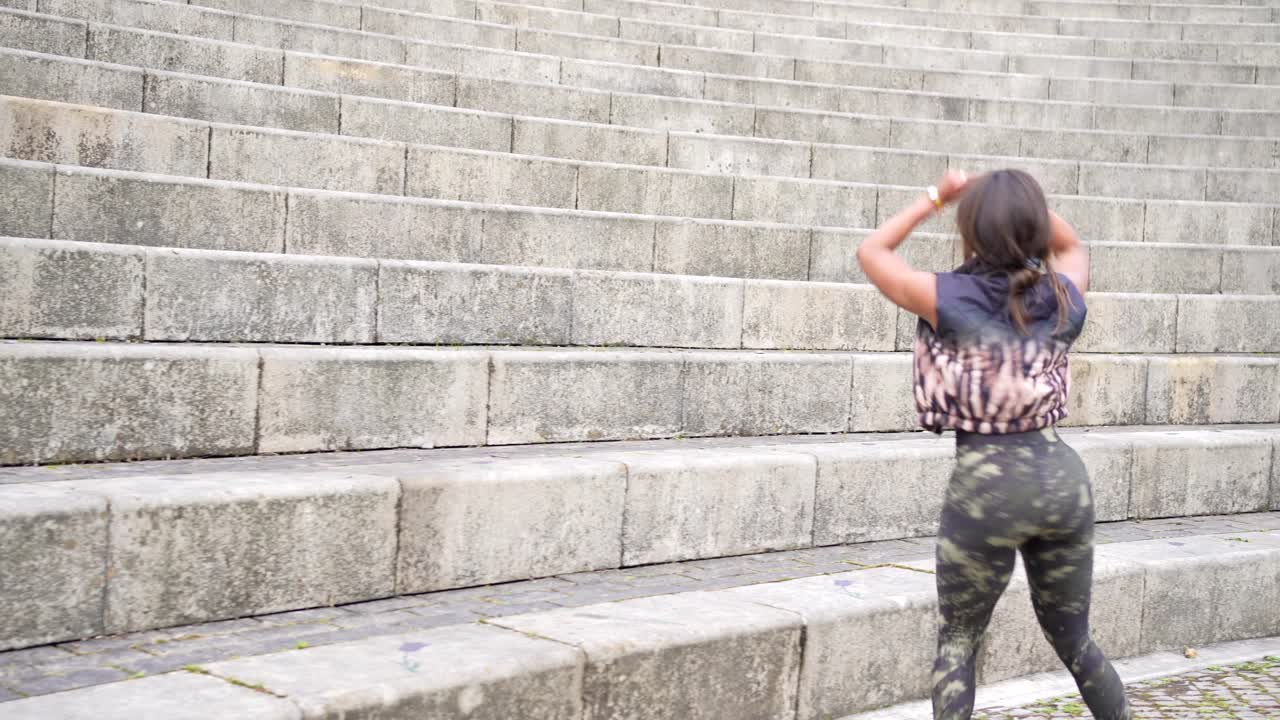 Woman Exercising on Steps
