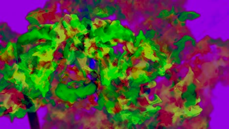 partículas verdes sobre un fondo púrpura, animación en 3d, bucle