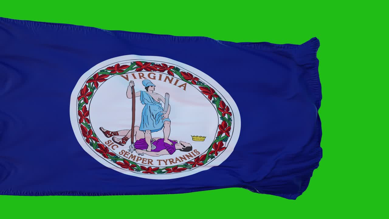 bandera de virginia en pantalla verde. perfecto para su propio fondo usando pantalla verde. renderización 3d