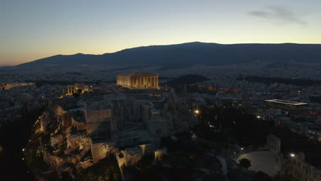 aerial view of the acropolis with the city of athens in the background in the early morning