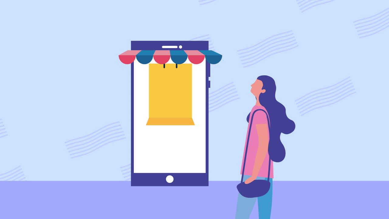 선물로 스마트폰을 사용하는 젊은 여성