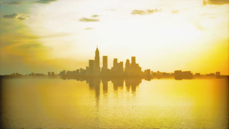 beautiful cityscape skyline at sunset