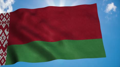 belarus flag waving in the wind, blue sky background. 4k