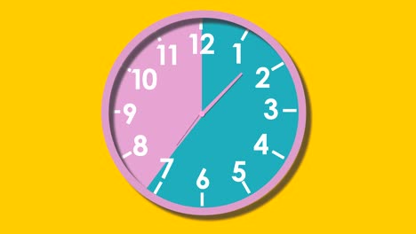 3d animated round clock wall. pastel colors concept