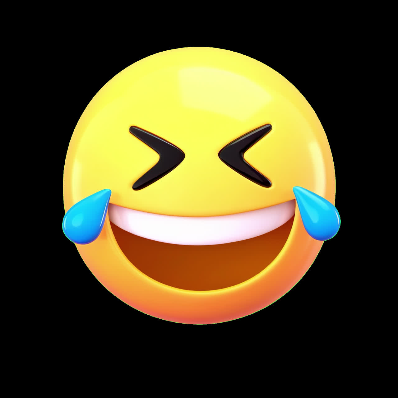 Laughing emoji with tears animation isolated asset, transparent 4K video, alpha channel, ProRes 4444