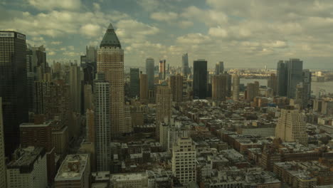 this is a wide time lapse shot of the new york city sky line