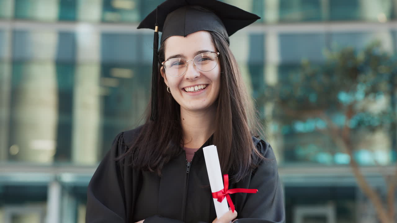 cara, diploma y mujer en la risa por la graduación