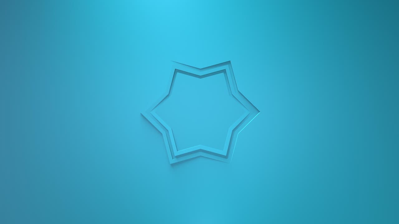 blue business animation. Rotation of six-pointed stars. 3d rendering, window, loop, minimalistic solid color. Somersault