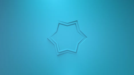 blue business animation. rotation of six-pointed stars. 3d rendering, window, loop, minimalistic solid color. somersault