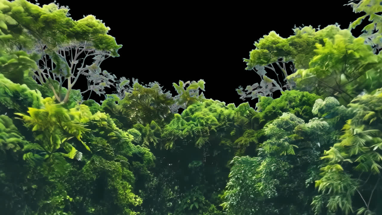 Tropical jungle animated overlay, transparent 4K video, alpha channel, ProRes 4444