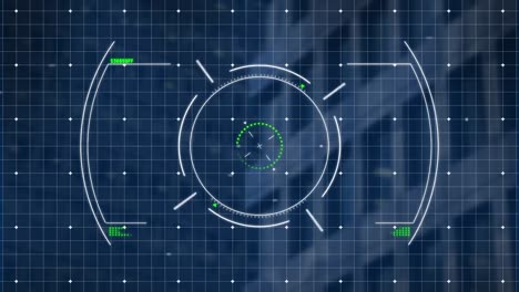 Animation-of-scope-scanning-over-grid-network-against-tall-building